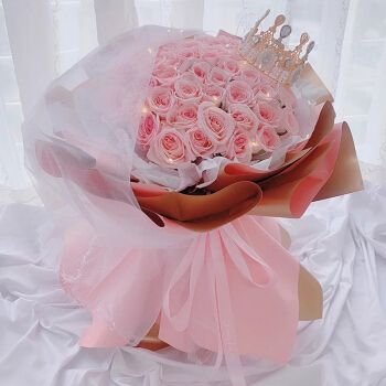 磐阙上新99朵粉红玫瑰花束深圳鲜花速递同城广州佛山珠海东莞生日配送