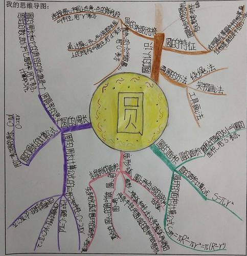 用思维导图整理圆知识的思维导图