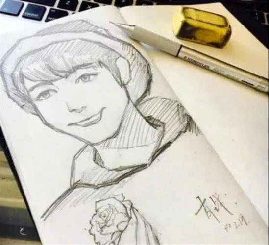 (肖战自画像) 二,肖战颜值不俗.