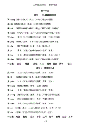 写字表生字组词