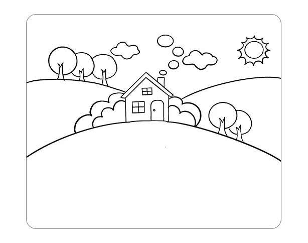 笔画画动漫描绘一幅家乡美景画简笔画关于家乡美景的画-儿童简笔画