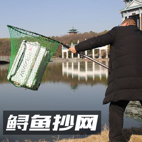 超轻硬铝合金青鲟鱼抄网大物巨物大鱼抄鱼网路亚伐钓大号捞鱼杆竿_7折