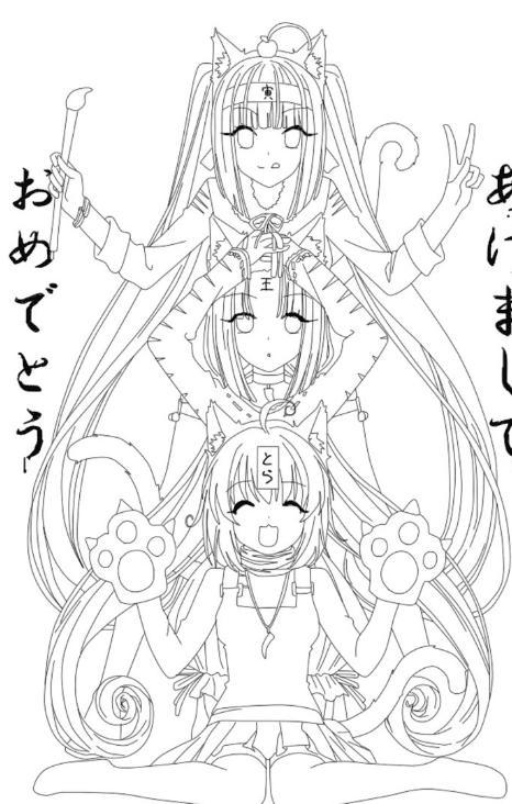 动漫人物女生铅笔画简单图片1