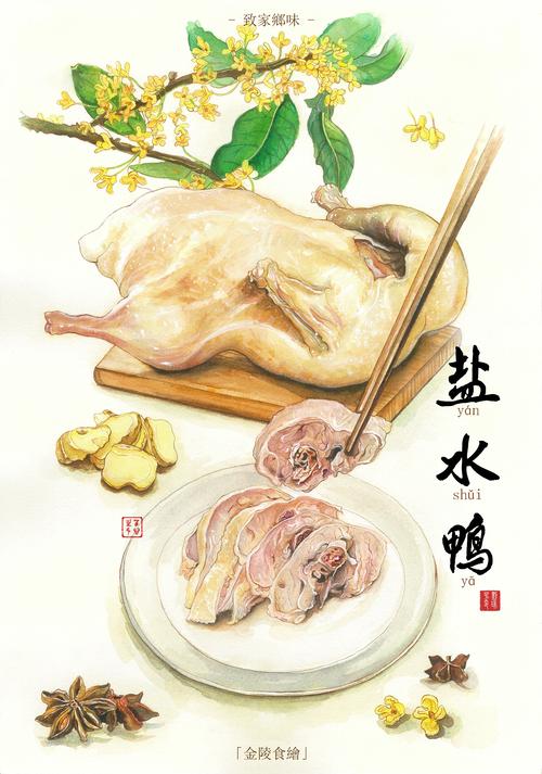  水彩金陵美食> 盐水鸭