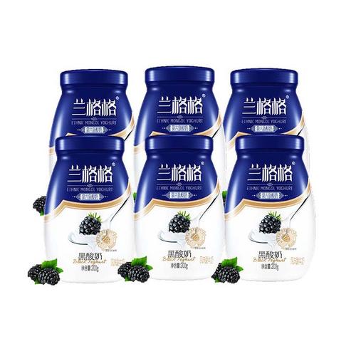 兰格格蒙古族黑酸奶200gx6瓶装黑莓风味酸牛奶营养早餐奶视频