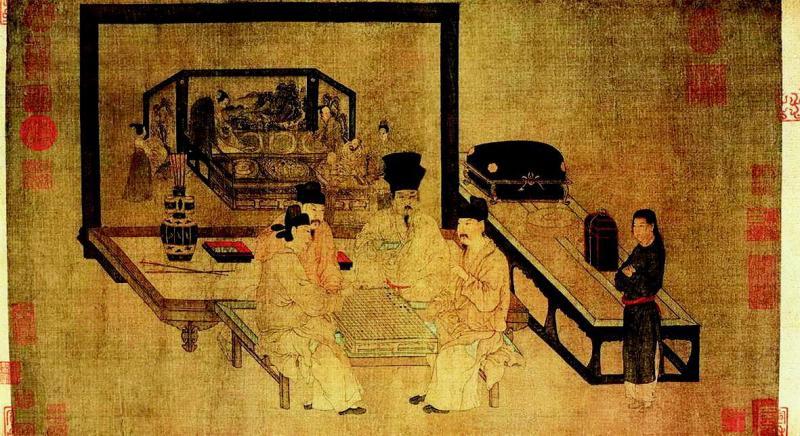 《重屏会棋图卷》周文矩(五代)绢本