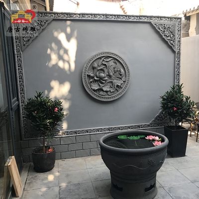 仿古砖雕《连年有余》中式庭院照壁影壁迎门墙装饰浮雕集合.