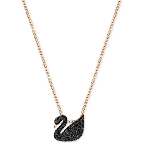 swarovski项链价格,swarovski项链多少钱 swarovski施华洛世奇 女士玫瑰金色调人造水晶黑天鹅形状吊坠项链