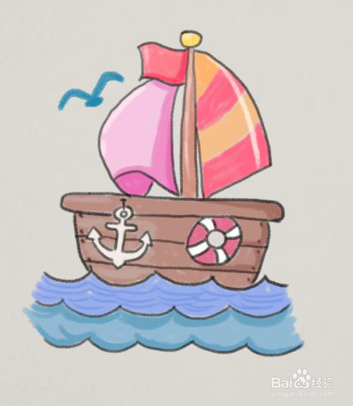 大海中的帆船简笔画
