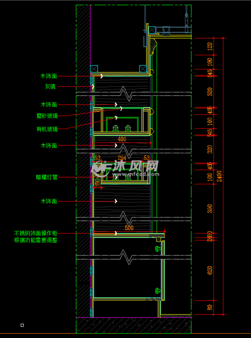 酒柜立剖面详图 - 家具家装图纸 - 沐风网