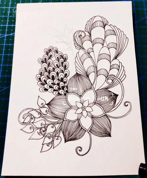 禅绕画 |针管笔手绘原创: 花卉200/161_手绘_花卉_针管笔_才艺_摄影
