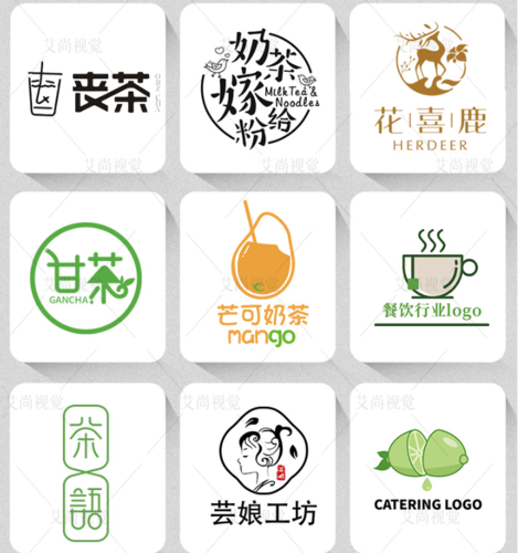 原创logo设计奶茶店店名卡通字体网红标志设计饮品咖啡门头店标志