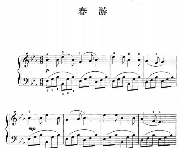 春游 钢琴简谱 小学幼儿 简单版 带试听 赠五线谱指法 下载