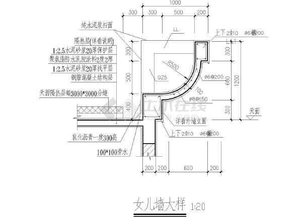 [节点详图]女儿墙节点大样详图