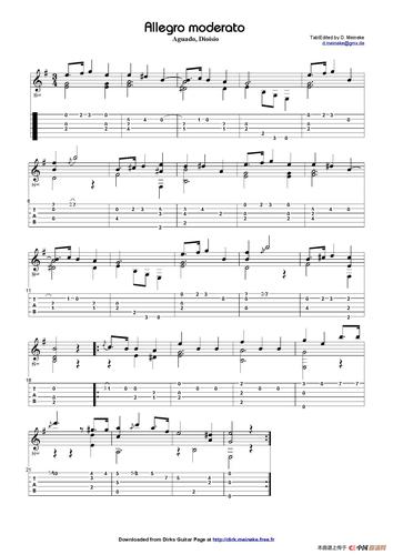 aguado allegro moderato(古典吉他)_吉他谱,简谱,,谱