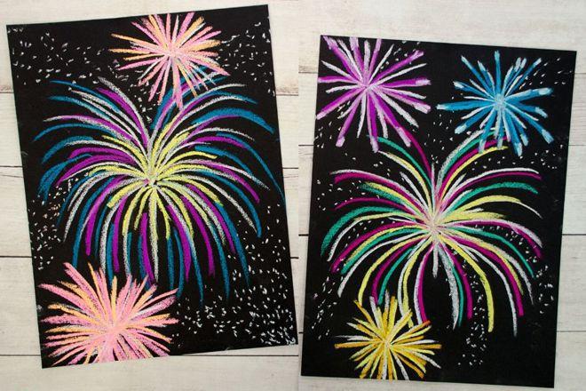 大班美术:怎么用粉彩棒画节日烟花(步骤图解)