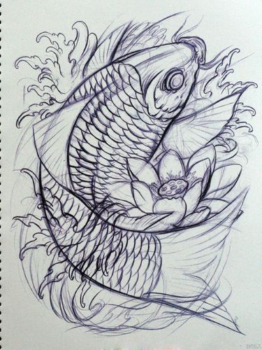 鲤鱼纹身含义 忌讳讲究 23幅鲤鱼纹身手稿
