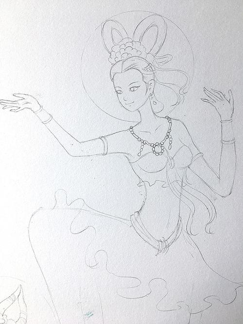 手绘 飞天|纯艺术|绘画|超级无敌红蛋蛋 - 原创作品