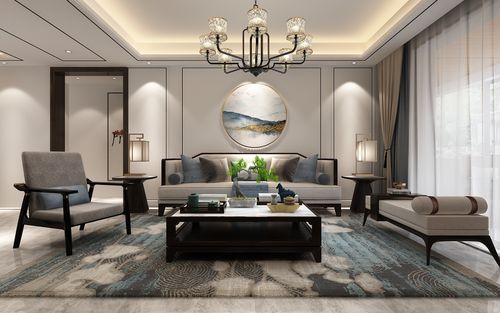 湖畔樾山140平新中式风格三室两厅装修效果图