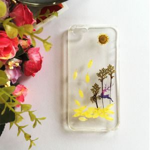 diy手工制作创意真花压花i5s/i5se硅胶全包边永生鲜花手机保护壳