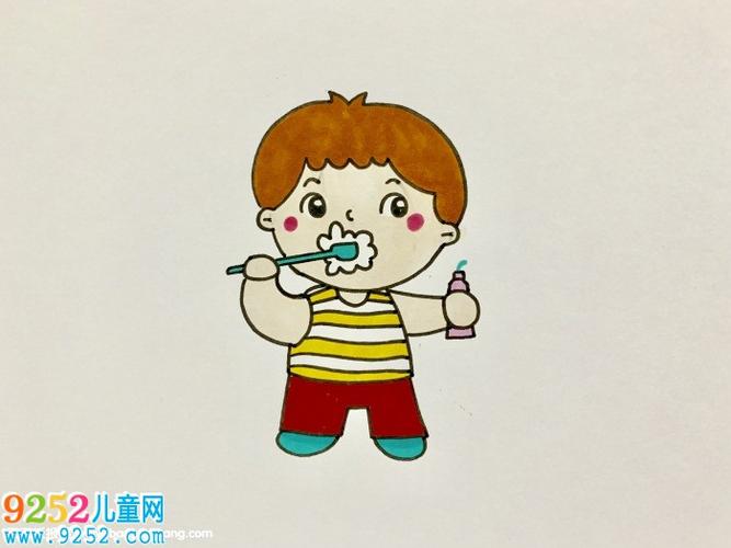 简单的儿童刷牙简笔画,我爱刷牙主题简笔画 小男孩简笔画