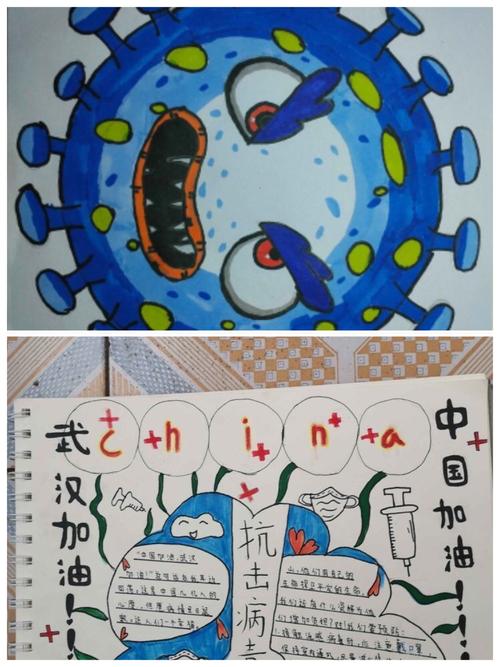 学生关于新冠病毒的绘画作品