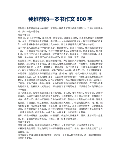 我推荐的一本书作文800字.docx 4页