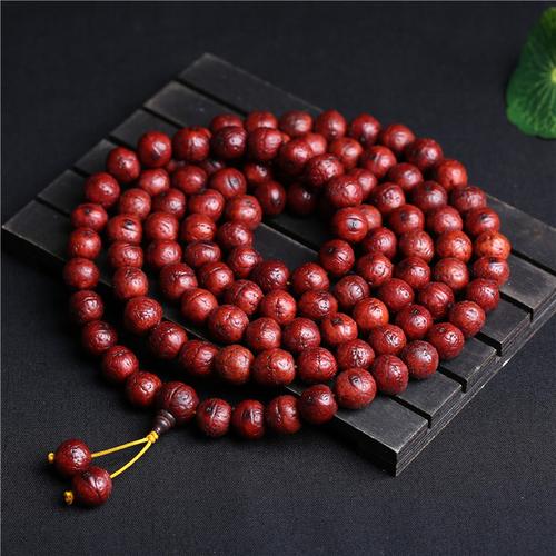 购客机刷包浆正宗尼泊尔凤眼菩提子108颗佛珠 念珠男女文玩手串手链红