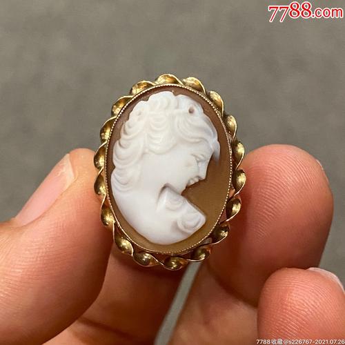 英国9k金实金古董卡梅奥戒指