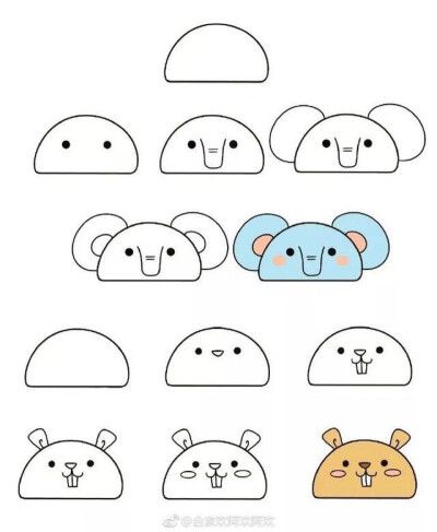 半圆完成各种动物绘画