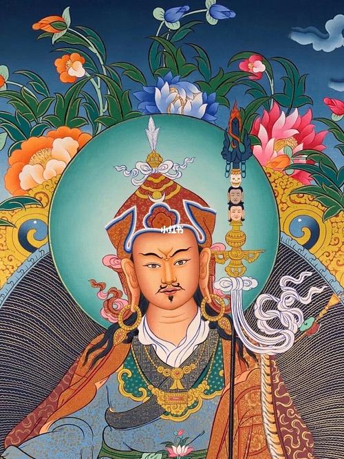 扎西索朗作品之莲花生大士_尼泊尔_颜料_唐卡_知识