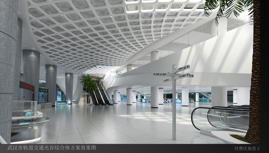 光谷广场综合体地铁"连接"天地人,中央雕塑拱门遥望黄鹤楼