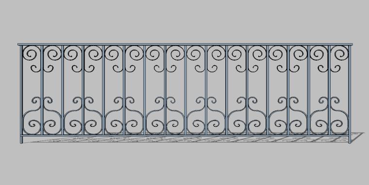 景观铁艺栏杆su模型素材分享(共102组)