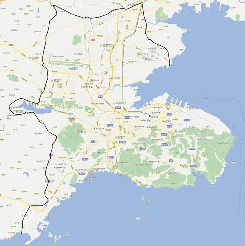 砬线以南,张前线--西郊生物园--红绫路--学子街--黄浦路--小平岛以东