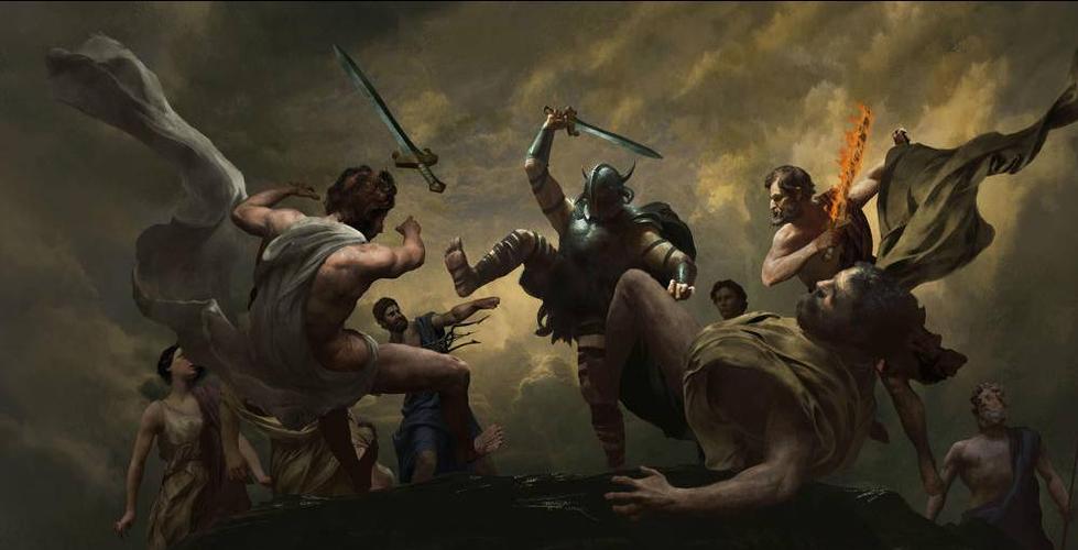 "女侠"油画风插图曝光,史诗级概念图展现上古众神之战