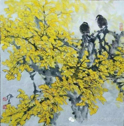 忆君先生银杏画作品