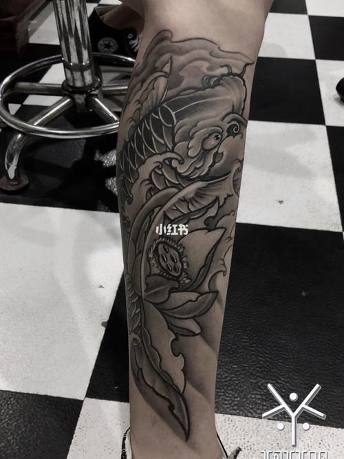 小腿鲤鱼～恢复后的效果,喜欢可约!_纹身_鲤鱼_小清新