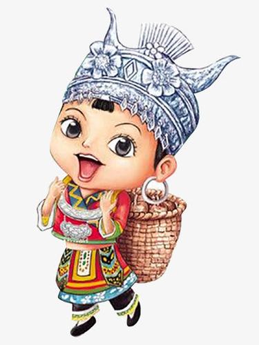 关键词 : 苗族姑娘,手绘,女孩,卡通