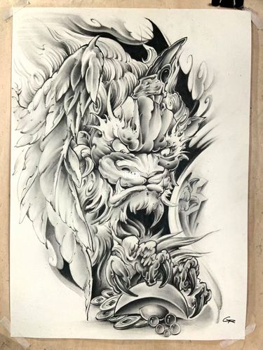 店内新传统貔貅画稿_貔貅_杭州湖滨_纹身_新传统纹身