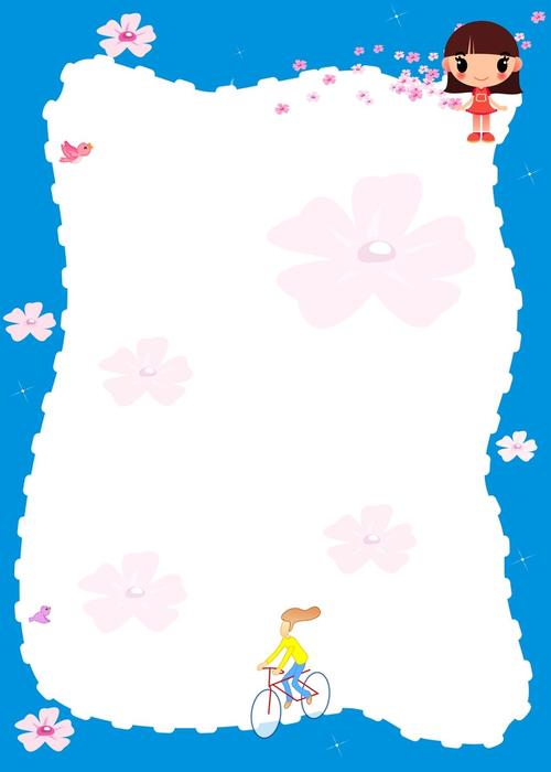 卡通 蓝色 女孩 幼儿园海报 可爱 大全  开心