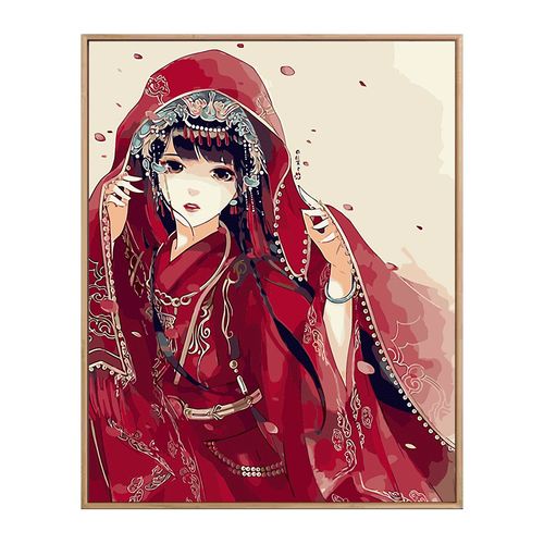数字油画diy油彩画卧室客厅动漫人物手工涂色填充装饰画古风少女
