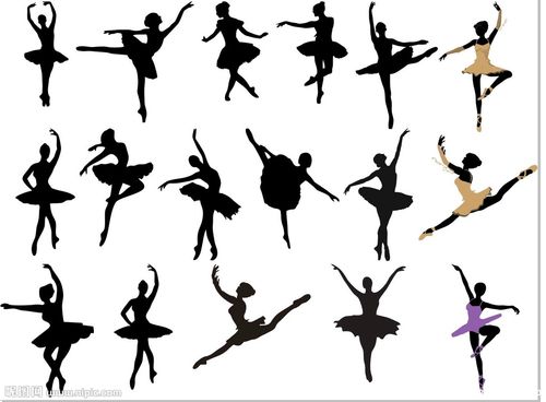 矢量芭蕾舞剪影图片