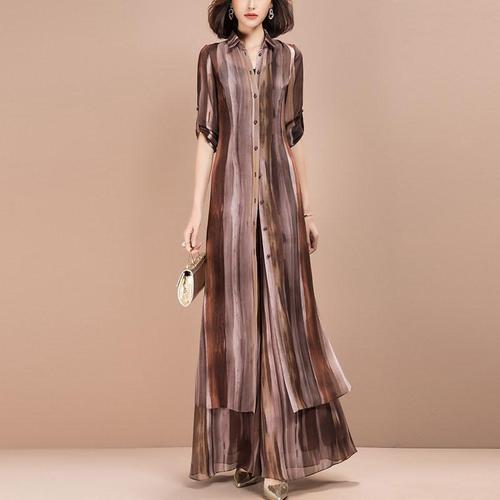 2021春款流行女装,2021春款女装流行 三件套雪纺阔腿裤套装春款女装2021年新款气质甩裤