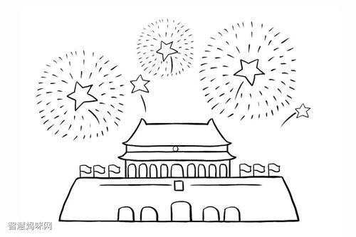 北京天安门 国庆节主题简笔画教程