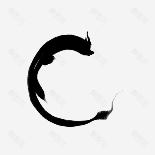 中国风中国风圆形手绘水墨卡通抽象龙纹图抽象龙纹ppt 水墨 龙纹写意