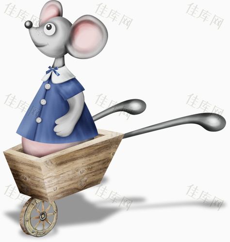 手绘老鼠小车