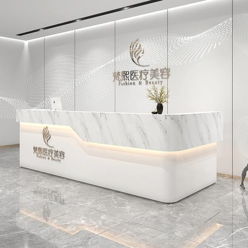 美容院吧台养生会所公司前台收银台酒店售楼部轻奢网红转角接待台