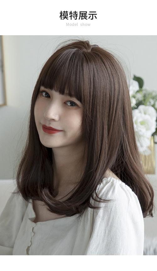 假发女中短发 圆脸齐刘海中长发内扣锁骨发型女自然全