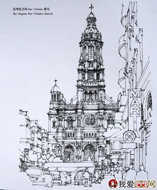 陈新生钢笔画作品:钢笔手绘巴黎建筑图13p(2)