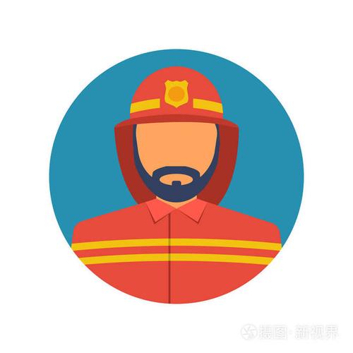 消防员图标.矢量插画平面设计
